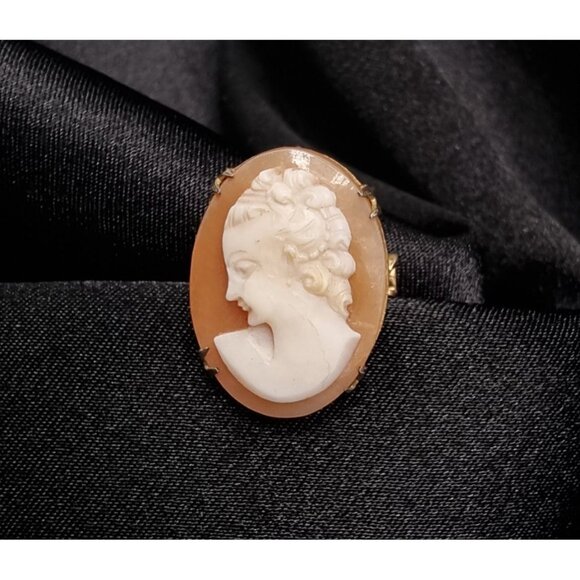 Victorian Jewelry - Antique Victorian Shell Cameo White Lady Brooch Pendant
